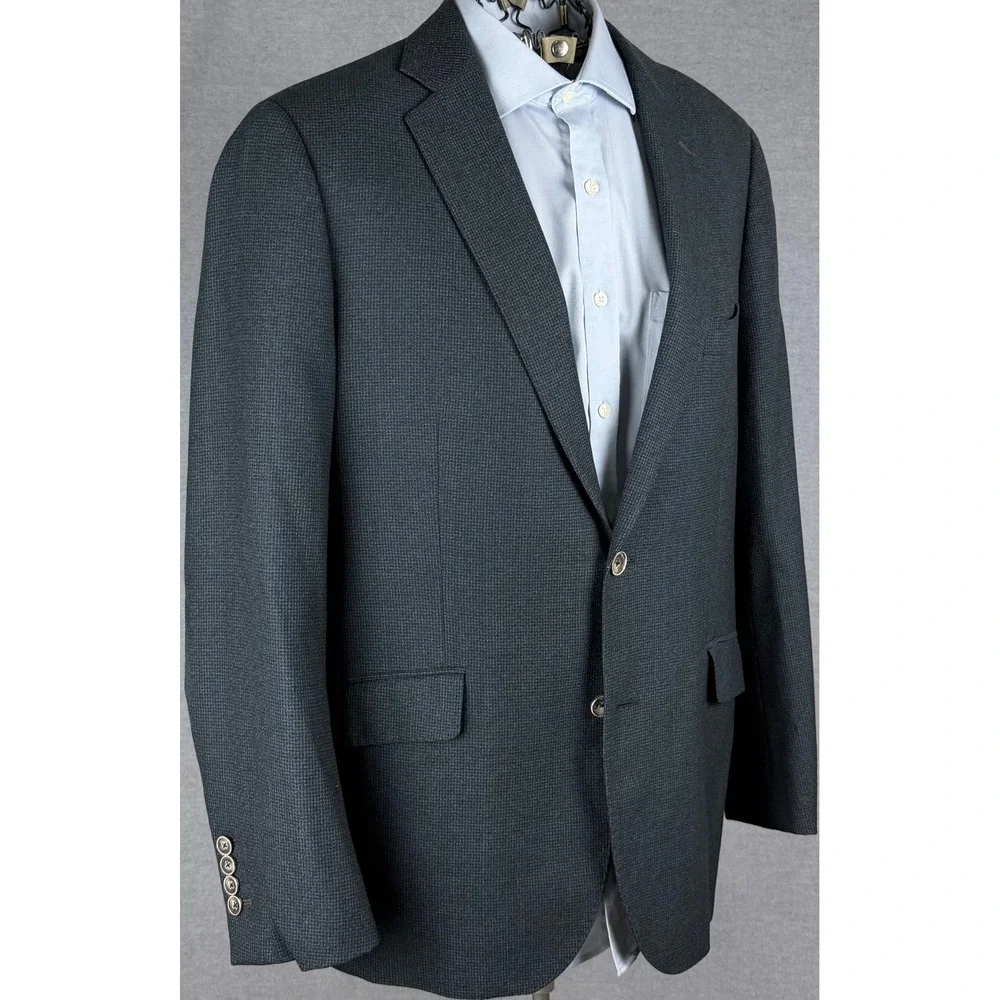 J. Hilburn‎ Mens Wool Tailored Fit Sport Coat Blazer Charcoal Micro Check 43R
